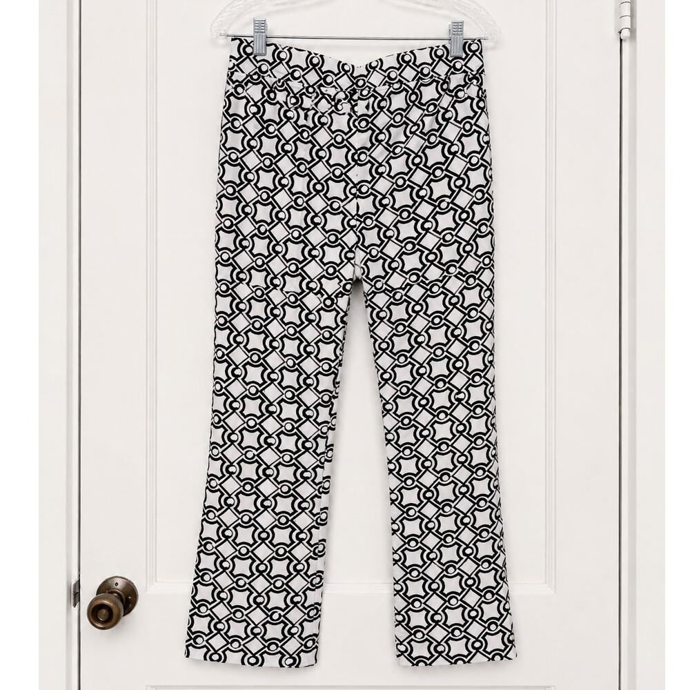 Joseph Ribkoff Black & White Geometric Pull-On Pants Women’s Size 12 Career